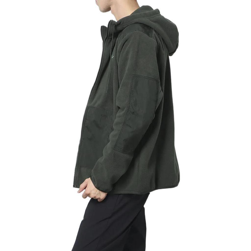 Nike Sportswear Essentials+ Embroidered Logo Velour Hooded Jacket Men Outerwear Green DD4883-355