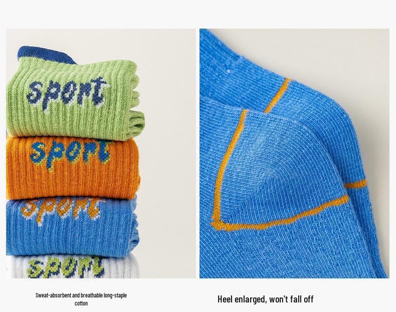 Șosete din Bumbac Până la Mijlocul Gambei pentru Băieți pentru Primăvară & Toamnă – Design cu Litere și Numere pentru Copii
