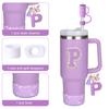 7Pcs Cup Accessories Set for 30/40oz Tumbler Silicone Straw Lid Spill-Proof Stoppers Handle Charm Initials Sticker Durable Personalized Mug