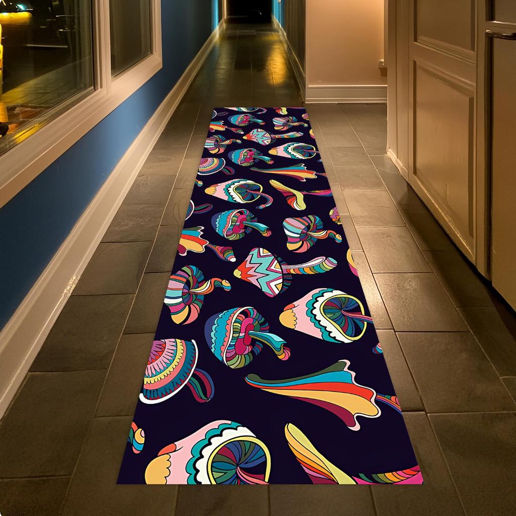 Pszichedelikus Művészet Absztrakt Mintás Futószőnyeg Merész Színkontraszt Kialakítás Retro Hippie Tökéletes Előszobához, Közlekedőhöz, Lakásdíszítéshez