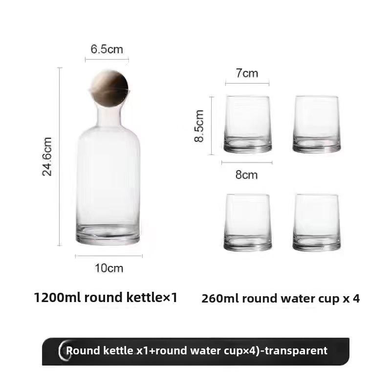 

Glass Kettle with Lid Water Bottle for Holding Water Fruit Juice Tea Drinks Utensils Glass Cup Cold Water Set