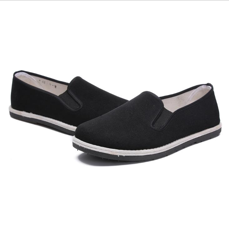 Low-top flat-soled old Beijing cloth shoes, simple solid-color cloth shoes, casual one-pedal lazy round canvas shoes