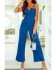 Azura Exchange Statement-Jeans-Jumpsuit mit V-Ausschnitt und Einschnitt