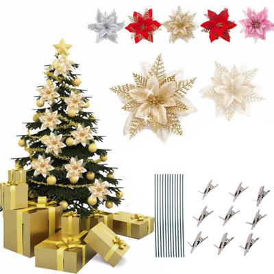 10 Stück Weihnachts-Metall-Federklammern mit elastischen Blumen, Mini-Clips, rostfrei, leicht, wiederverwendbar, keine Verformung