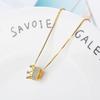 Unique Genuine Silver Color Princess Crown Clear CZ Pendant Silver/Golg Charms Necklaces Chain Fine  For Women