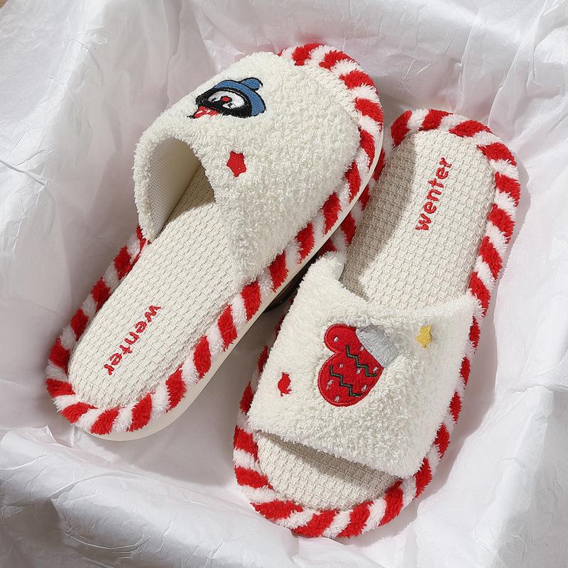 Cotton slippers autumn and winter new indoor home non-slip soft sole cute plush confinement shoes slippers