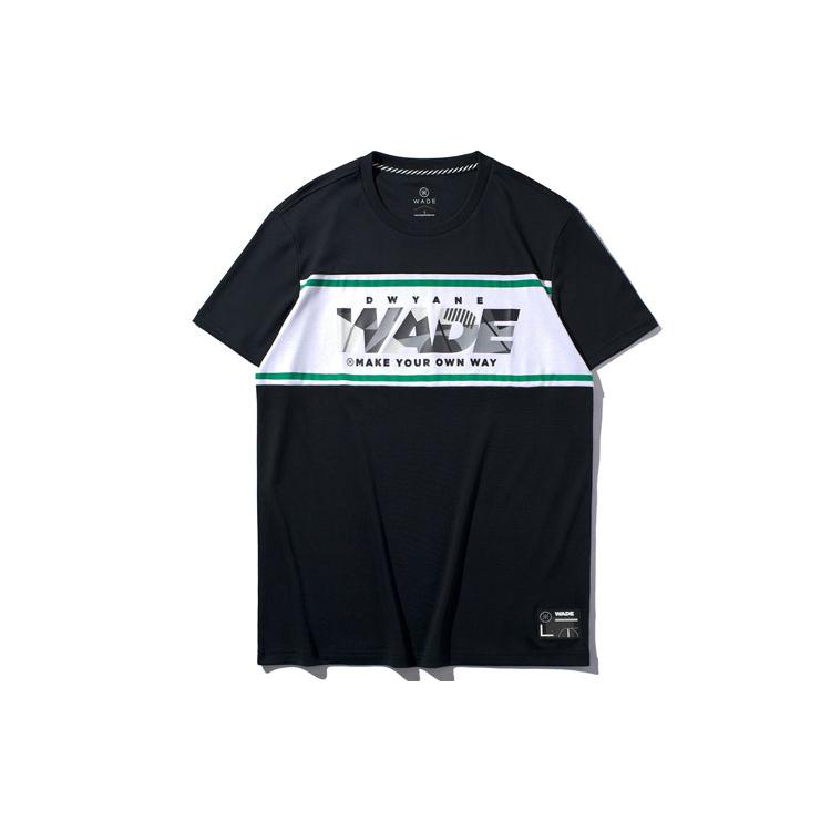 Li Ning T Shirts Men's Black Crew Neck Moderate Straight Fit AHSQ057-1