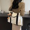 Autumn and Winter Texture Rhombus Leisure 2025 New Embroidery Thread Trend Fashion Large Capacity Cotton Clothes Shoulder Portable Tote Bag