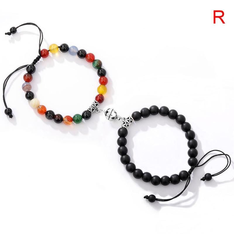 2021 2Pcs/Set Natural Stone Beads Yoga Bracelet For Lovers Distance Magnet Couple Bracelets Friendship Jewelry