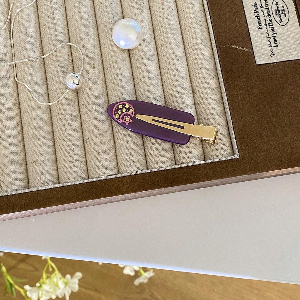 French Blogger Wind Diamond Acetic Acid Hairpin Female Niche Design Sense Girl Side Clip Broken Hair Bangs Clip Hair Accessories