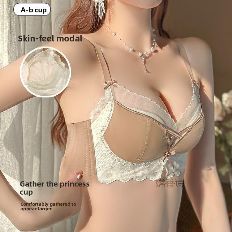 Wireless Push Up Bra Set, No Gaping Anti-Sag Small Bust Enhancing Women Lingerie Set