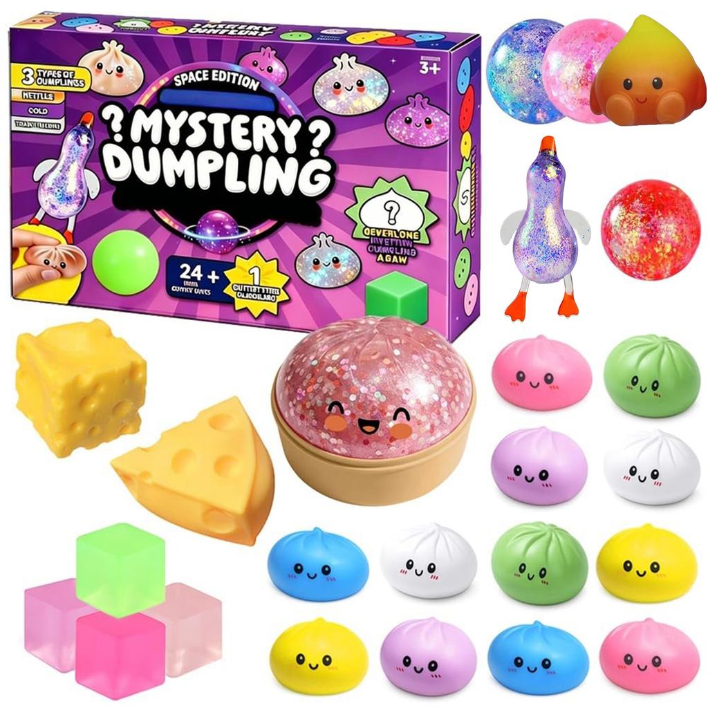 Calendario dell'Avvento Misterioso di Ravioli 2026 Baozi Fidget Squishy Calendario Conto alla Rovescia di 24 Giorni Pallina di Pasta Morbida Carina Giocattoli Fidget