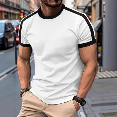 Sommer-Colorblocking-Kurzarm-T-Shirts für Sport und Fitness Herren-T-Shirts