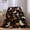 Halloween Ghost Pumpkin Flannel Blanket Warm Soft Halloween Christmas Couch Warm Cozy Decorative Decor Gift for All Season