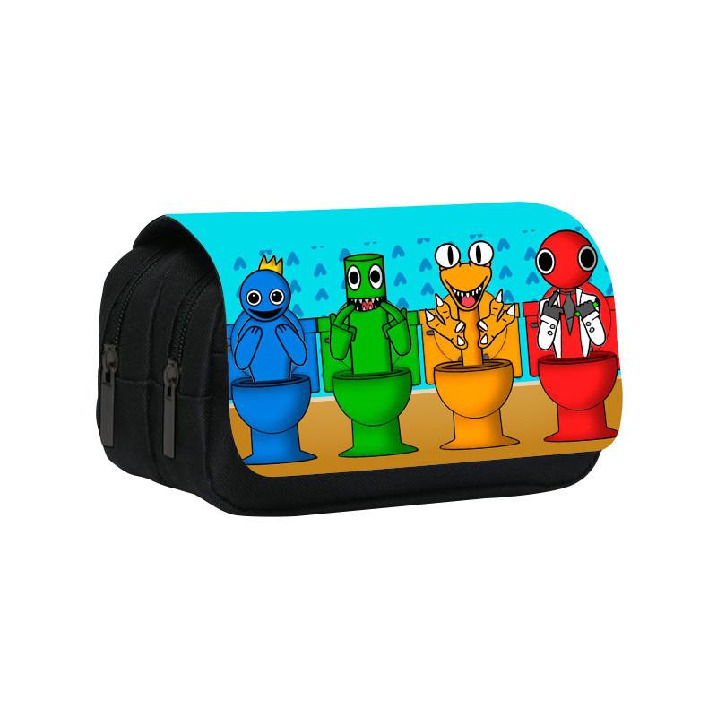Rainbow Friends Double Layer Pencil Case With Large Capacity For Students And Kids