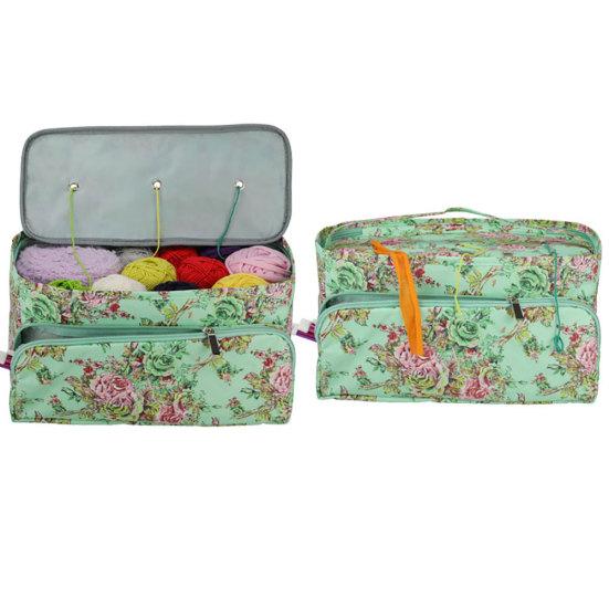 Portable Knitting Yarn Storage Tote Bag Crocheting Needle Hooks Organizer Pouch
