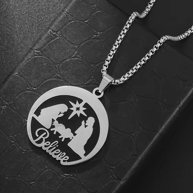 

Новое Пасхальное Рождественское Ожерелье-Подвеска из Нержавеющей Стали с Молящимся Коленопреклоненным Человеком, Украшения