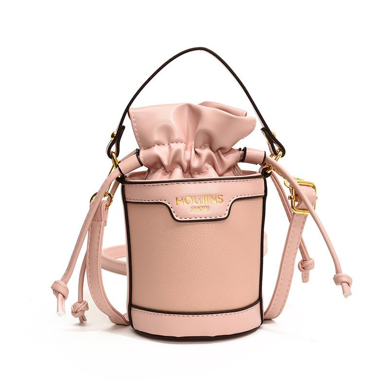 Stylish Princess Mini Bucket Bag For Kids In Trendy Color Block Design Pink