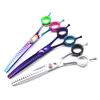 7.0 Inch Color, Dense Teeth Fishbone Teeth Pet Grooming Scissors, Tooth Scissors Curved Scissors, Trimming Scissors And Curved Teeth Scissors 3 Colors