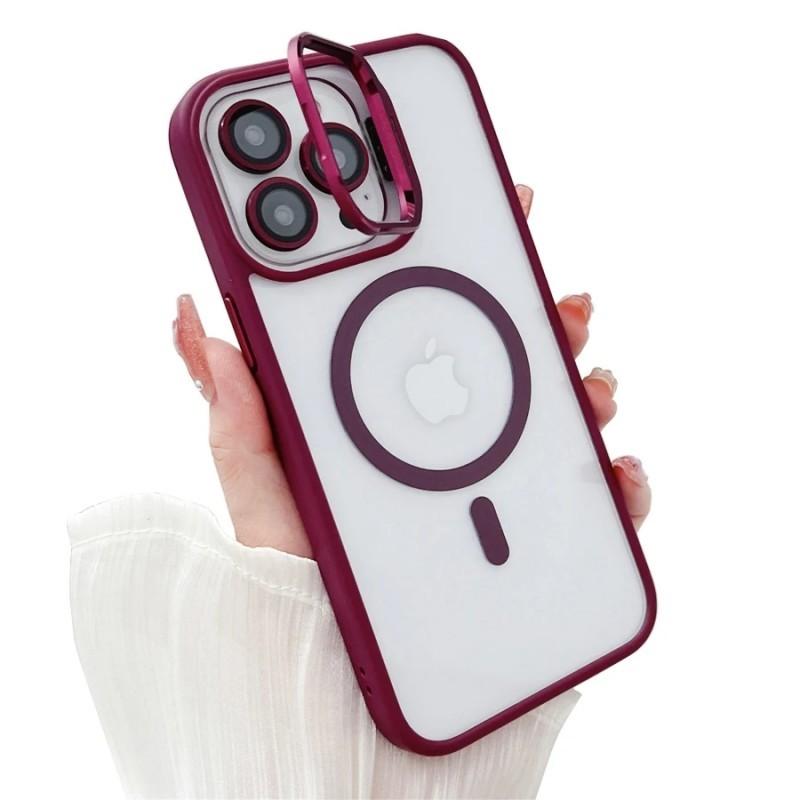 For Magsafe Stand Glass Lens Protector Case For iPhone 16 15 14 13 11 12 Pro Max 16 Plus Luxury Magnetic Shockproof Back Cover