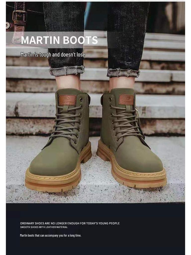 Extra velké pánské retro kožené martensky v britském stylu, velikost 48, vysoké pracovní boty
