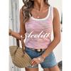 American Acelitt Pullover U-Neck Sleeveless Tops Women's Summer Slim-Fit Figure Flattering Stripes Contrast Color Women's Vest