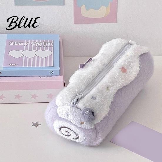 Flauschige hautfreundliche Federtasche Kuchenrollen-Etui Niedliche Plüsch-Kosmetiktasche