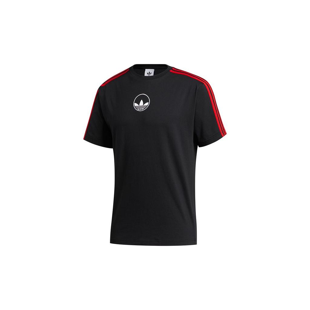 Adidas Originals Trefoil Stripe Circle Sports Short Sleeve T-Shirt Men Tops Black GD2123