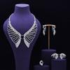 Modischer und umweltfreundlicher Zirkon-Halsketten-Ohrring-Set mit Kupferintarsien, 4-teiliges Bankett-Hochzeits-Accessoire