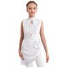 Girls Asymmetrical Skating Dress Sleeveless Backless Cutout Sheer Mesh Overlay Rhinestone Applique Competition Dance Costume