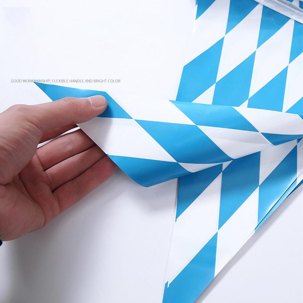 10m Oktoberfest Bunting Bavarian Banner 20 Pieces Blue White Triangle Checkered Hanging Flags For German Theme Party Decoration