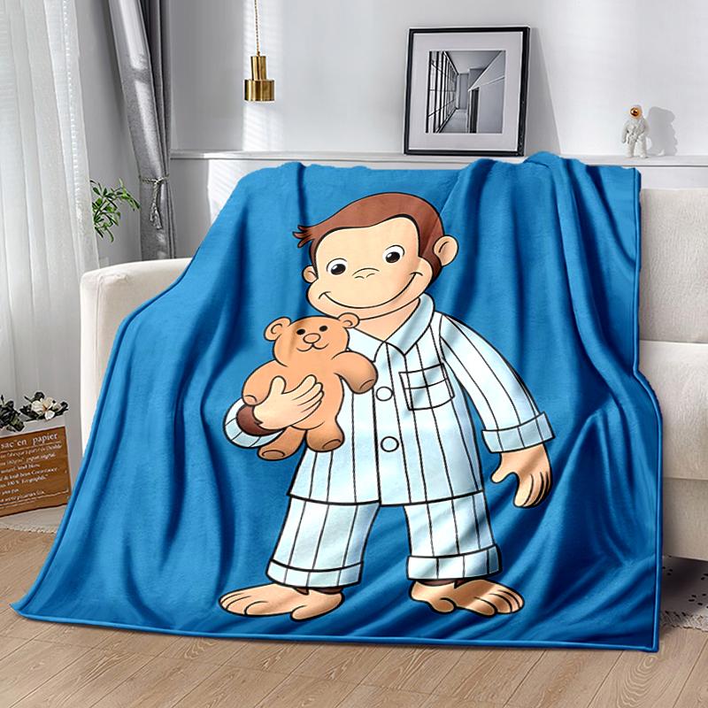1pc Blanket Curious George Print Design, Lightweight Blanket for Sofa, Bed- Soft &Warm, Gift for All Seasons like Christmas, Halloween