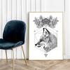 Black and White Fox Poster
