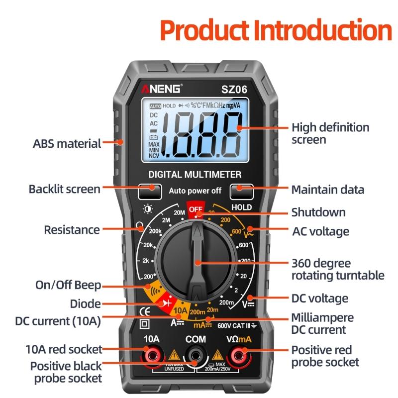 Digital Multimeter Pen Meter USB Charge Voltmeter Auto Ranges Voltage Tester Backlight Flashlight Sensitivity Adjustable