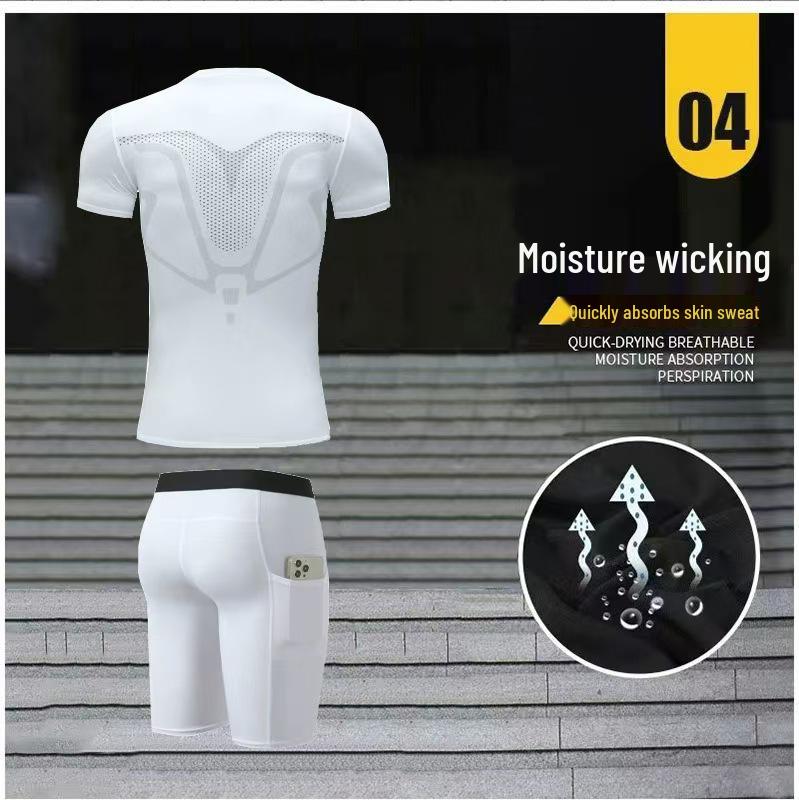Men's Summer Fitness Set: Breathable Elastic T-shirt & High-Elastic Sports Shorts