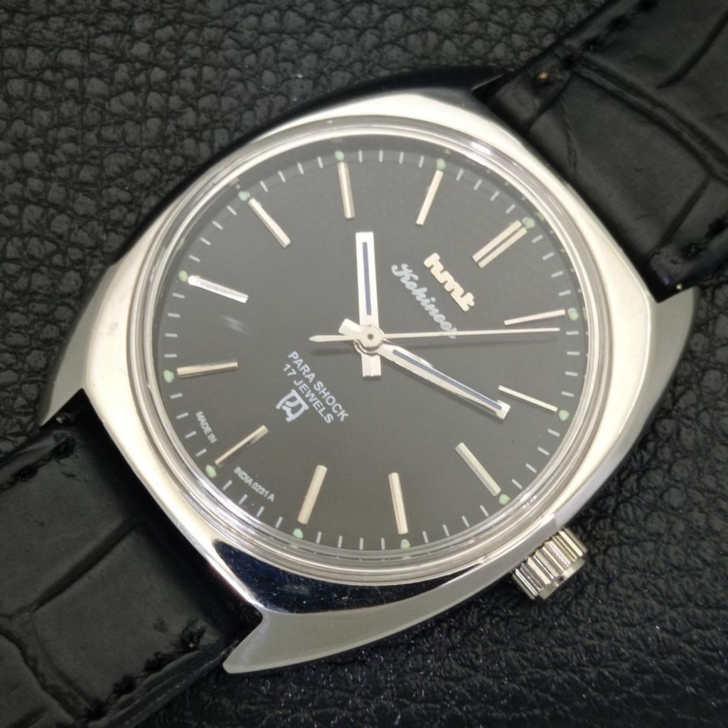 VINTAGE HMT HAND-WINDING INDIAN MENS BLACK COLOR DIAL WATCH a700330-5 R202-a700330