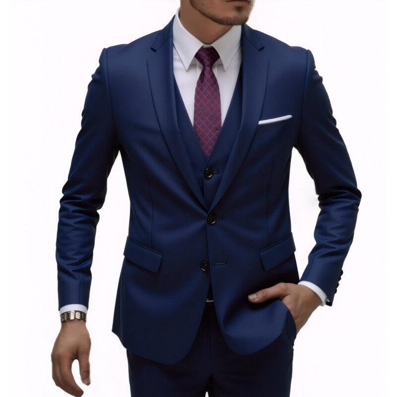 Two-piece Suit Men's Fashionable Gentleman Business British Style Solid-color Banquet Host Casual Wedding Suit