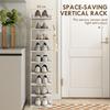 Shoe Rack 9-Tier Shoe Storage Organiser Top Tray Guardrail 2 Hooks 30 X 30 X 128.4 Cm White