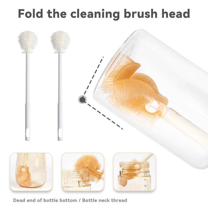 2024 New Cleaning Cup Brush Foldable Long Handle Milk Bottle Brush Glass Water Bottles Tea Stains Cleaning Brush Kitchen Tools