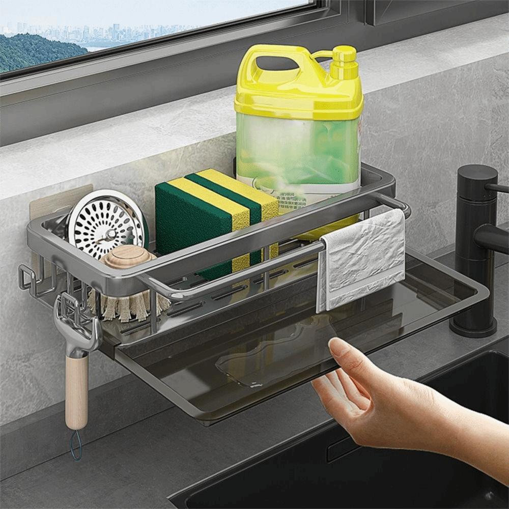 Aluminum Kitchen Storage Rack with Tray Storage Organizer  Household Organization