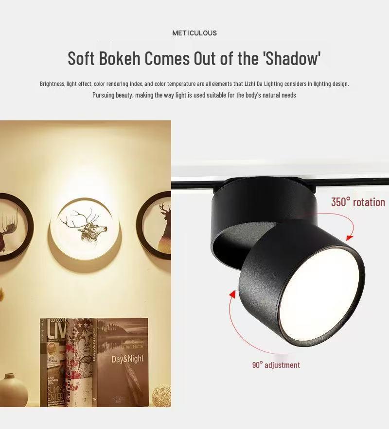 Adjustable LED Surface-Mounted Round Downlight for Living Room, Hallway, or Corridor - No Cutouts Needed, Smart Dimming Ceiling Lamp