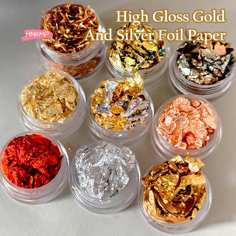 1Box Rose Gold Silver Irregular Foil Paper Nail Art Sequin Stickers Glitter DIY Manicure UV Gel Polish Decoration Tools