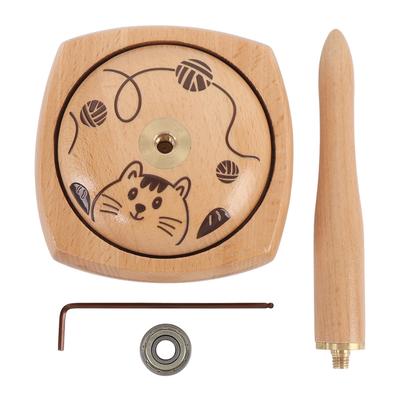 Garnhalter, abnehmbarer Garnspinner aus Holz zum Stricken, Häkeln, Nähen, Kunsthandwerk, Katzendruck
