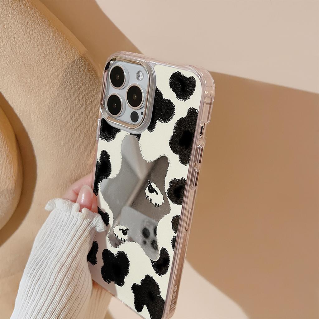 Mirror Cow Pattern for 16pro Max for Apple for IPhone15 Mobile Phone Case 11pro14 Anti-fall Cover