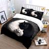 Black and White Cat Decor Soft Skin-Friendly Bedding Set Includes 1 Duvet Cover And 2 Pillowcase Gift