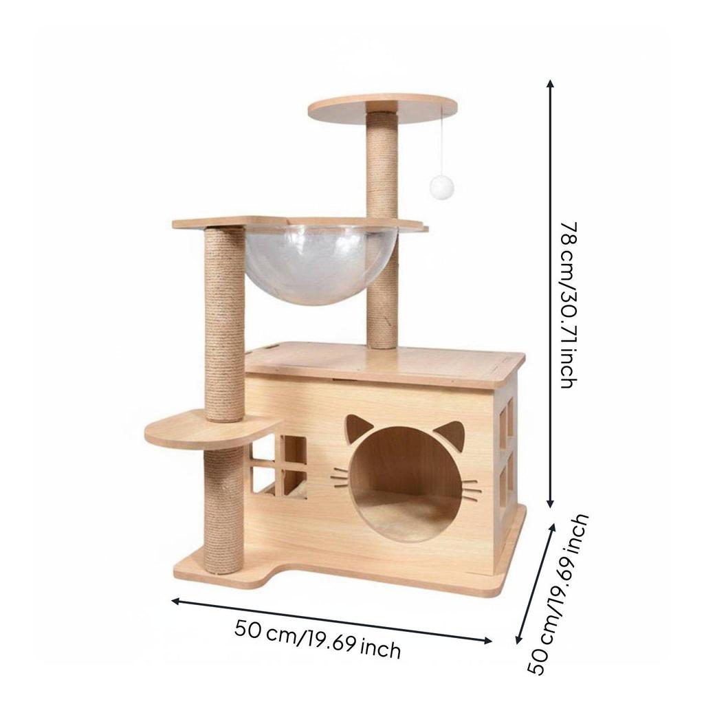Wood Feline Climbing Structure Stable Base Multi Levels