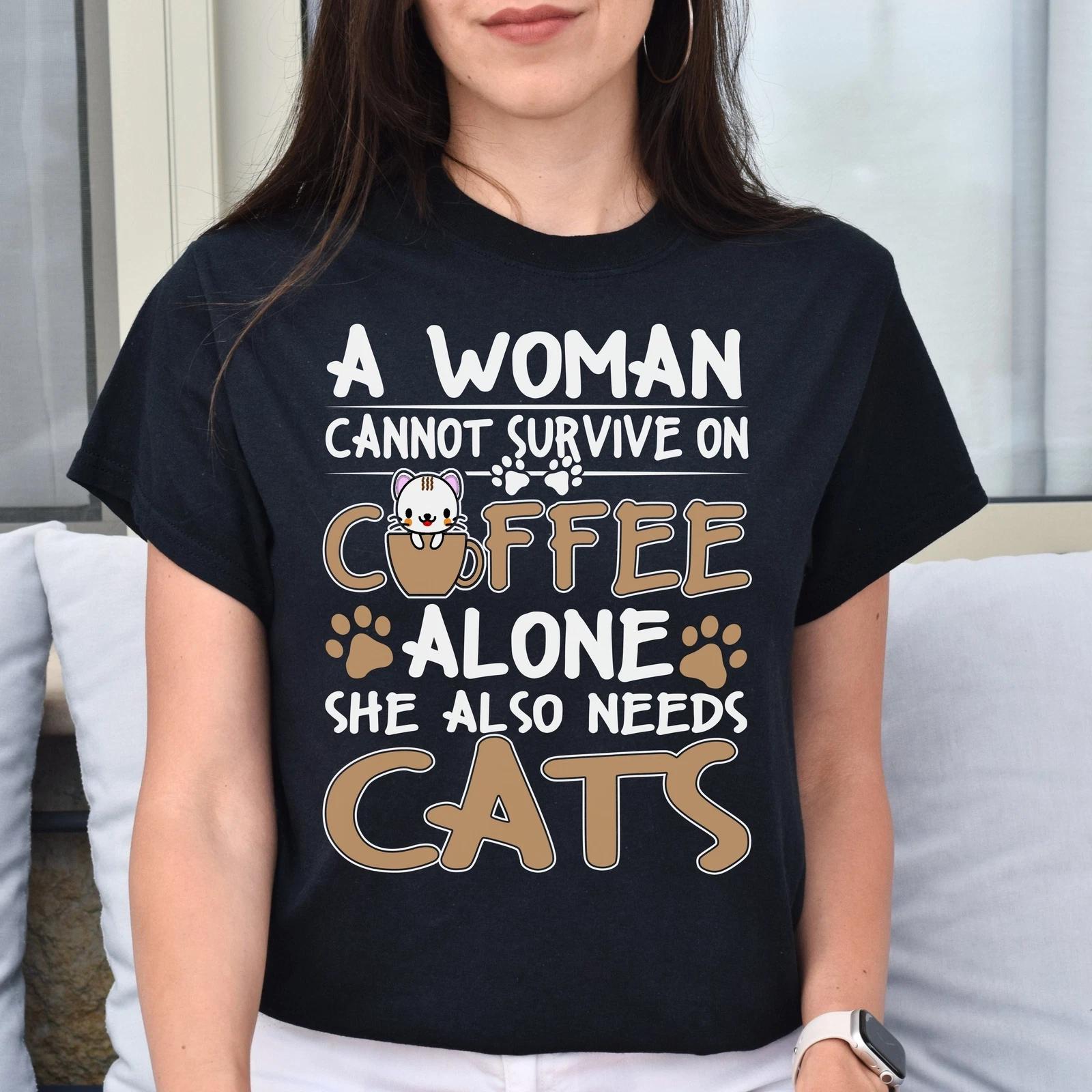 Cats and Coffee Unisex shirt cat owner tee Black Dark Heather 4XL