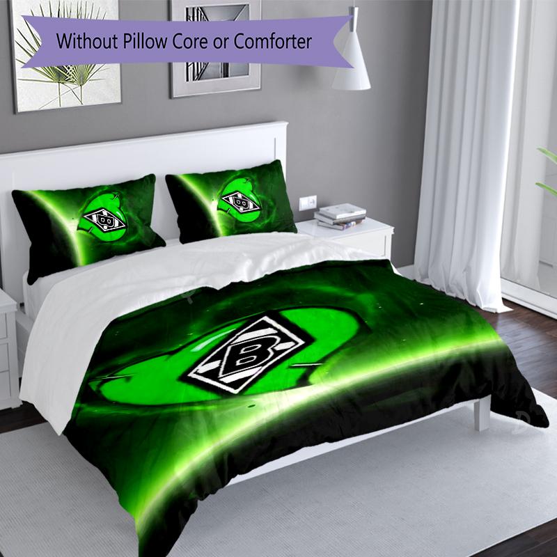 3pcs Borussia Monchengladbach Logo Duvet Cover Set, Includes 1 Duvet Cover and 2 Pillowcases,Skin-Friendly&Comfortable Fabric,Suitable Bedding Sets