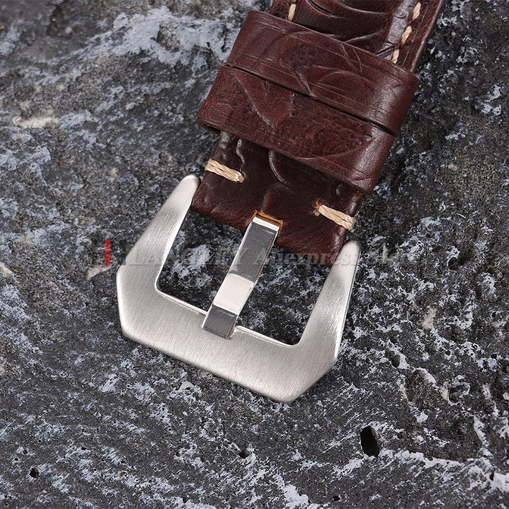 Handgefertigte Rindsleder-Uhrenarmbänder 20mm 22mm 24mm 26mm Vintage Crazy Horse Leder-Uhrenarmband für Panerai für Omega Schnitzerei Armband