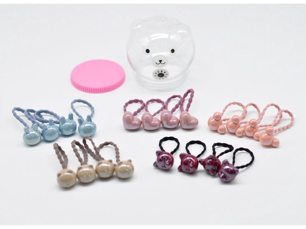 Flashing Bear Hair Ties for Kindergarten Girls - Gentle, Colorful Rubber Bands
